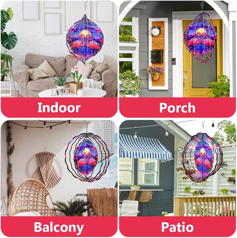 PUCPAM Flamingo Wind Spinner, 3D Hanging Stainless Steel Garden Spinner, Wind Spinner Hanging for Outdoor & Indoor Décor, Unique Gifts for Yard Garden Decoration or Patio Décor (Flamingo) - Image 4